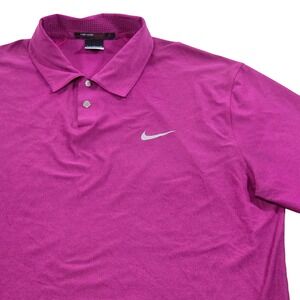 Nike Tiger Woods Collection Dri Fit Golf Polo Shirt Men's L Magenta‎